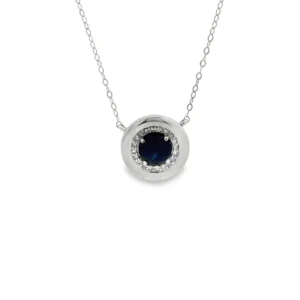 Sapphire Halo Pendant Necklace