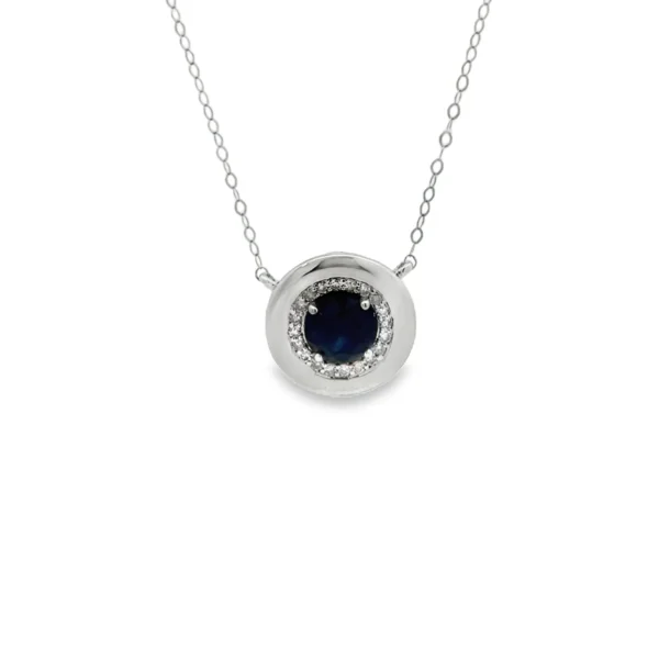 Sapphire Halo Pendant Necklace