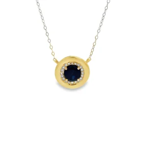 Sapphire Halo Pendant Necklace