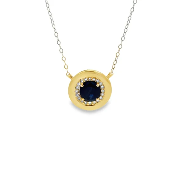 Sapphire Halo Pendant Necklace