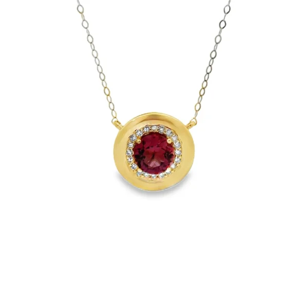 Tourmaline Halo Pendant Necklace
