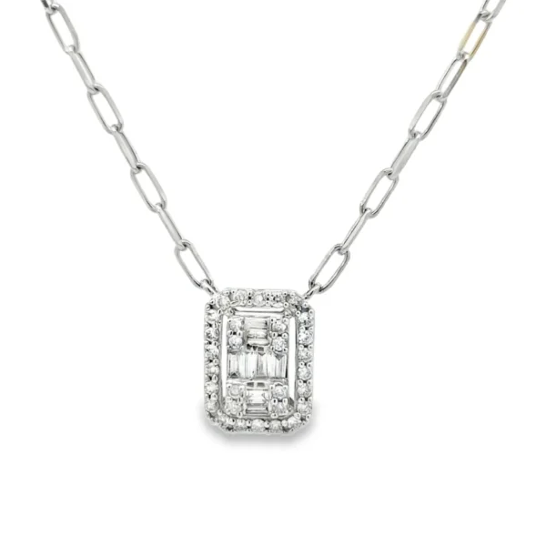Emerald Halo Pendant Necklace