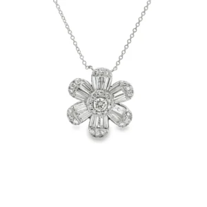 Floral Diamond Pendant Necklace