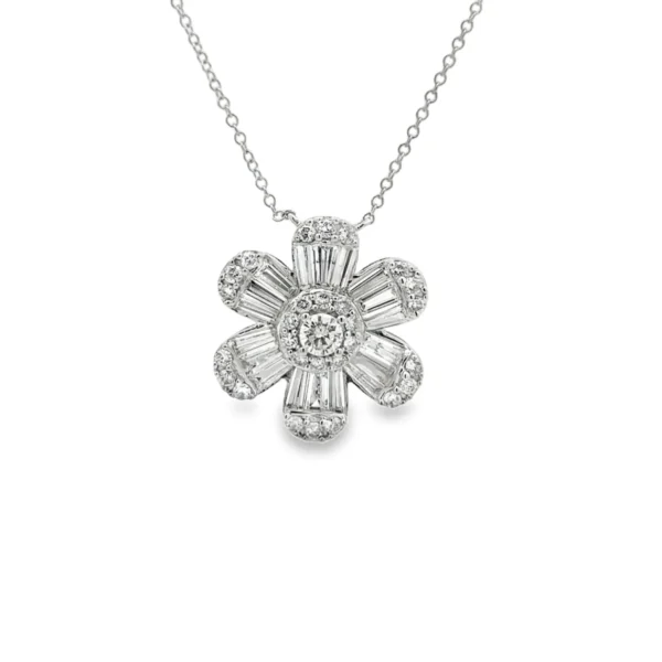 Floral Diamond Pendant Necklace