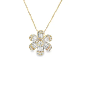 Floral Diamond Pendant Necklace