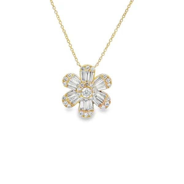 Floral Diamond Pendant Necklace
