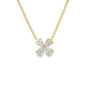Pear Diamond Flower Pendant