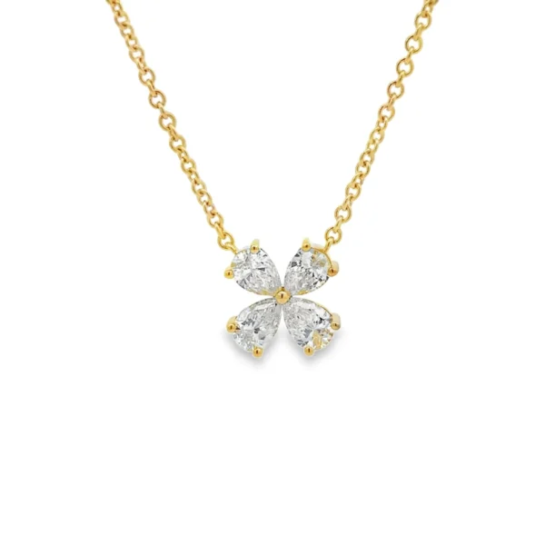 Pear Diamond Flower Pendant