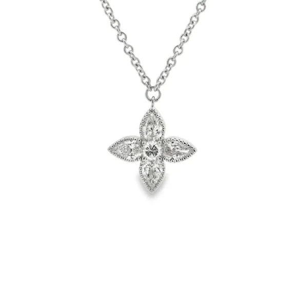 Floral Diamond Pendant Necklace