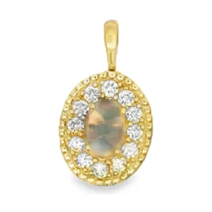 Oval Opal Halo Pendant