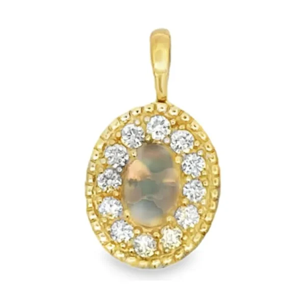 Oval Opal Halo Pendant