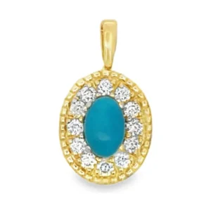 Oval Turquoise Diamond Pendant