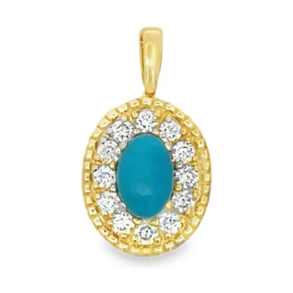 Oval Turquoise Diamond Pendant