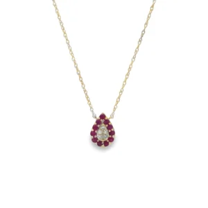 Pear Ruby Diamond Pendant