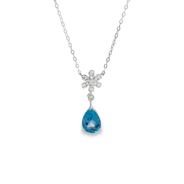 Pear Topaz Flower Necklace