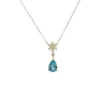Pear Topaz Floral Pendant Necklace