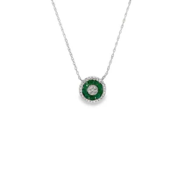 Emerald Halo Pendant Necklace