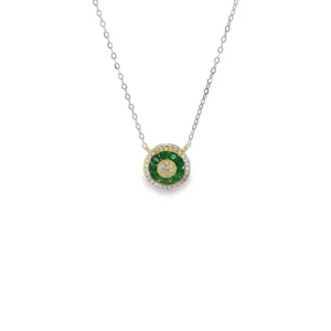 Emerald Halo Pendant Necklace