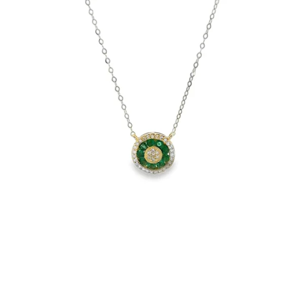Emerald Halo Pendant Necklace