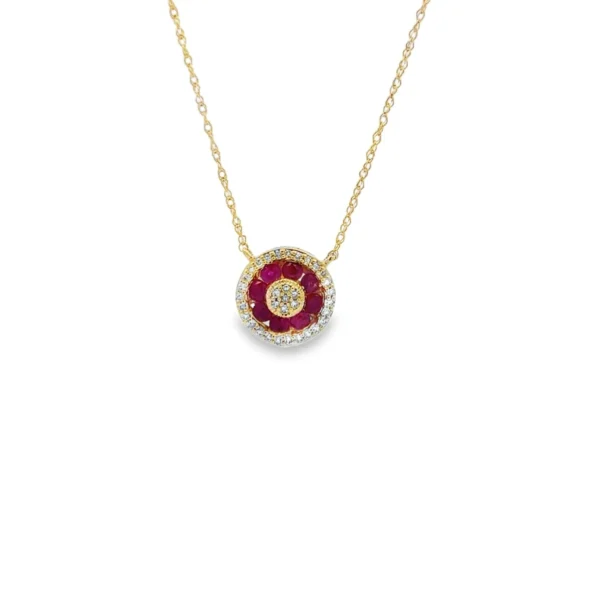 Ruby Halo Pendant Necklace