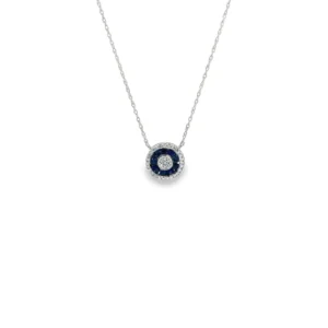 Halo Sapphire Pendant Necklace