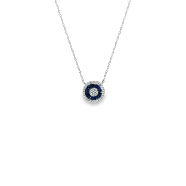Halo Sapphire Pendant Necklace