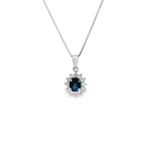 Oval Halo Pendant Necklace