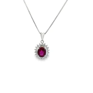 Oval Gemstone Halo Necklace