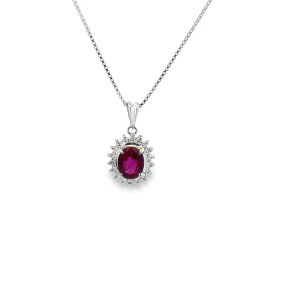 Oval Gemstone Halo Necklace