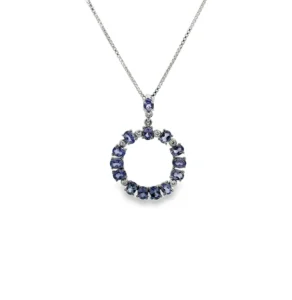 Tanzanite Circle Pendant Necklace