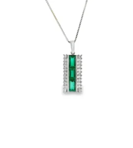 Emerald Diamond Pendant Necklace