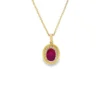 Oval Ruby Halo Necklace