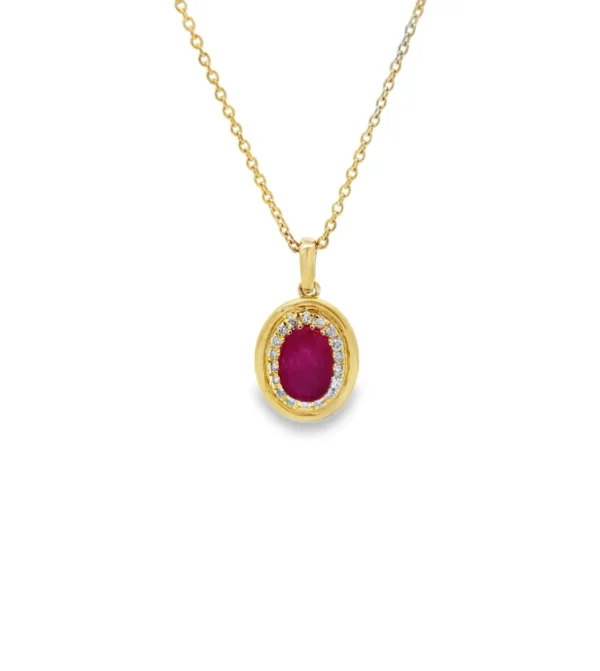 Oval Ruby Halo Necklace