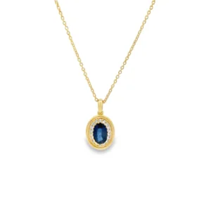 Oval Sapphire Halo Pendant