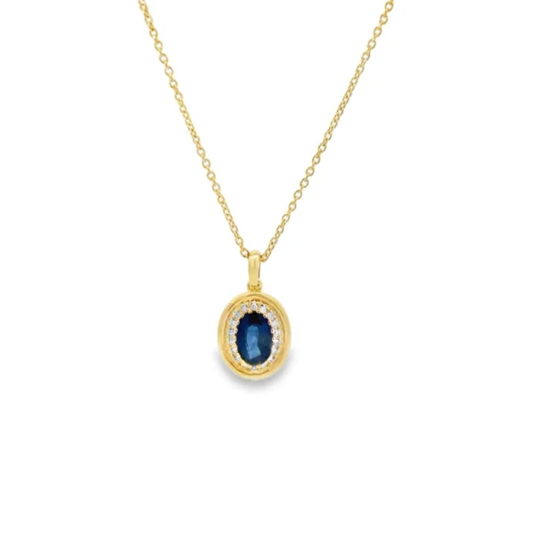 Oval Sapphire Halo Pendant