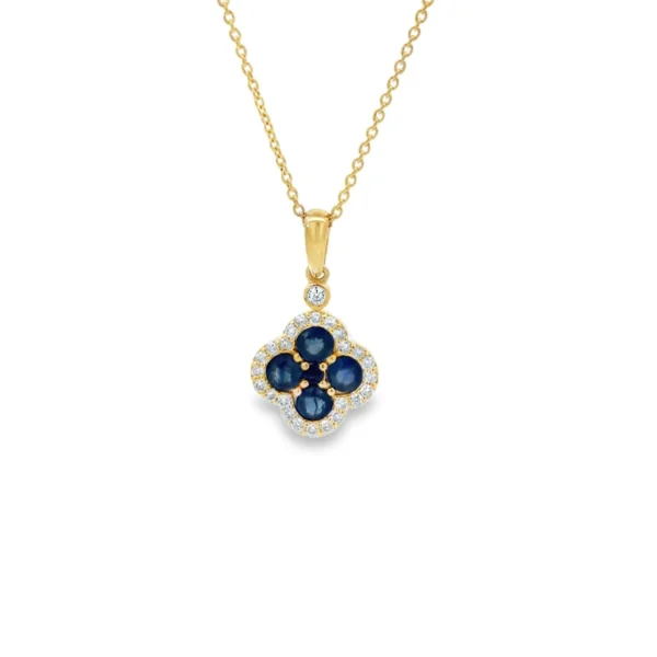 Sapphire Clover Pendant Necklace