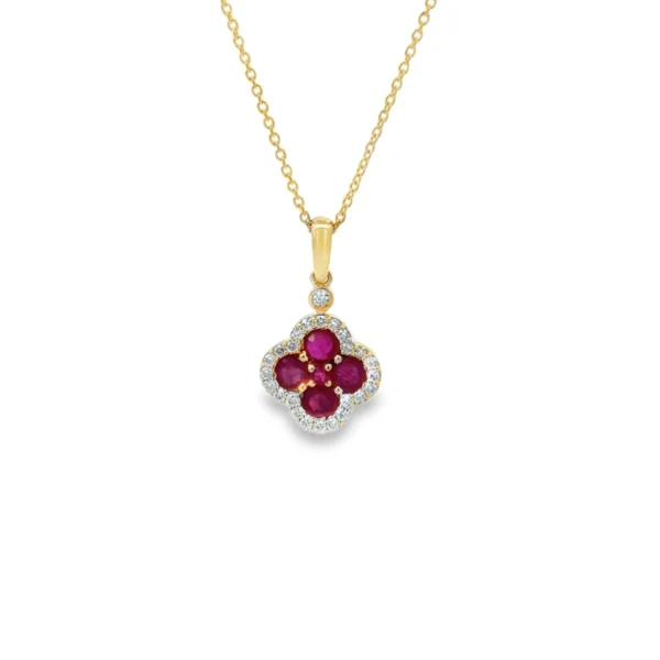 Floral Ruby Diamond Pendant
