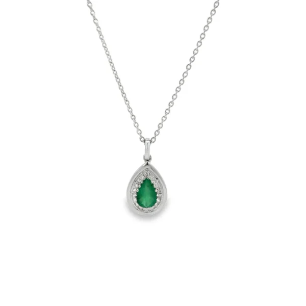 Pear Emerald Pendant Necklace
