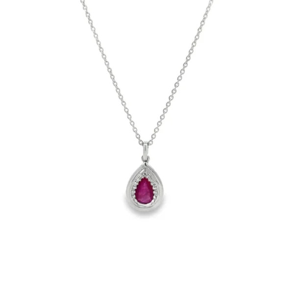 Pear Ruby Diamond Necklace