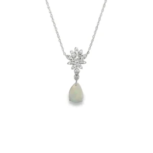Opal Diamond Pendant Necklace
