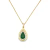 Pear Emerald Halo Necklace