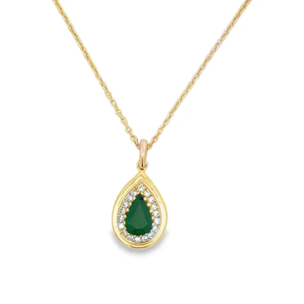 Pear Emerald Halo Necklace