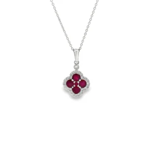 Ruby Clover Pendant Necklace