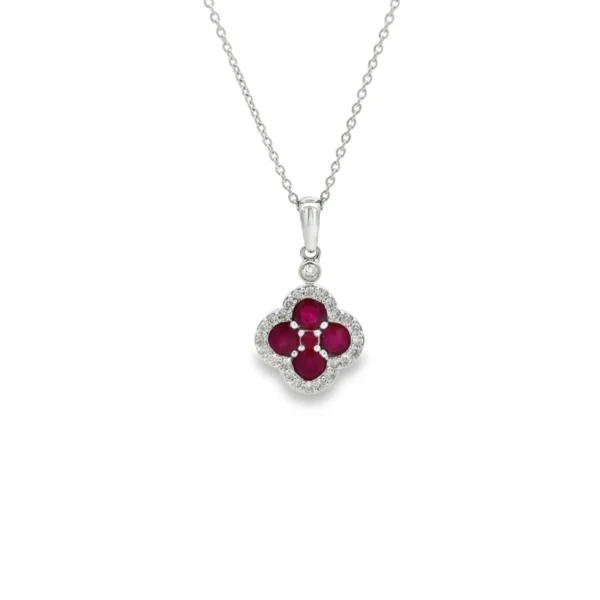 Ruby Clover Pendant Necklace