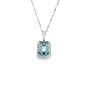 Emerald Cut Aquamarine Necklace