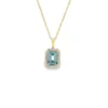 Aquamarine Halo Pendant Necklace