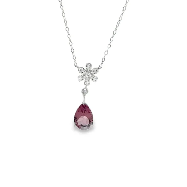 Pear Gemstone Floral Necklace