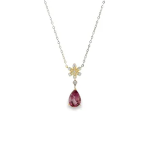Pear Gemstone Floral Necklace