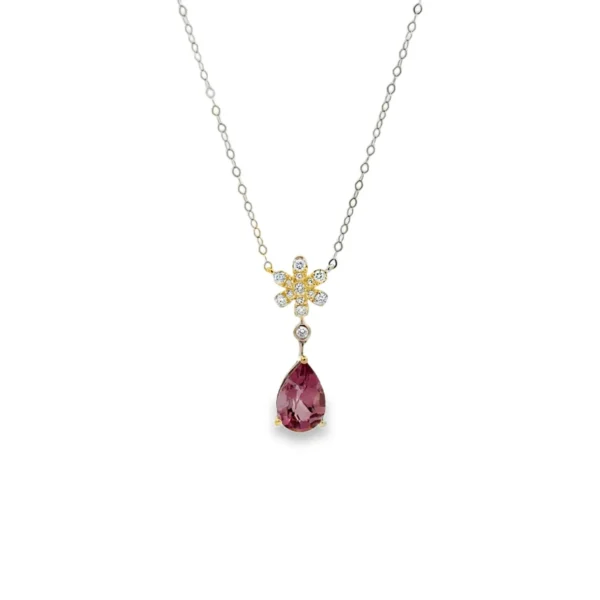 Pear Gemstone Floral Necklace