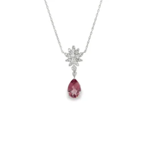 Pear Gemstone Drop Necklace